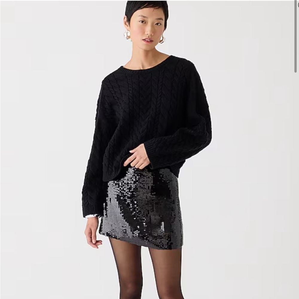 NWT J. Crew black cable knit tie back sweater small